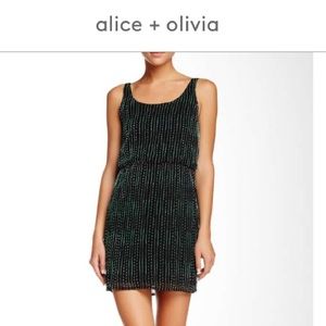 Alice + Olivia Beaded Silk Tank Blouson Dress S